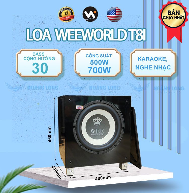 Loa sub điện T8i + Bass 30 - Hàng chính hãng Weeworld