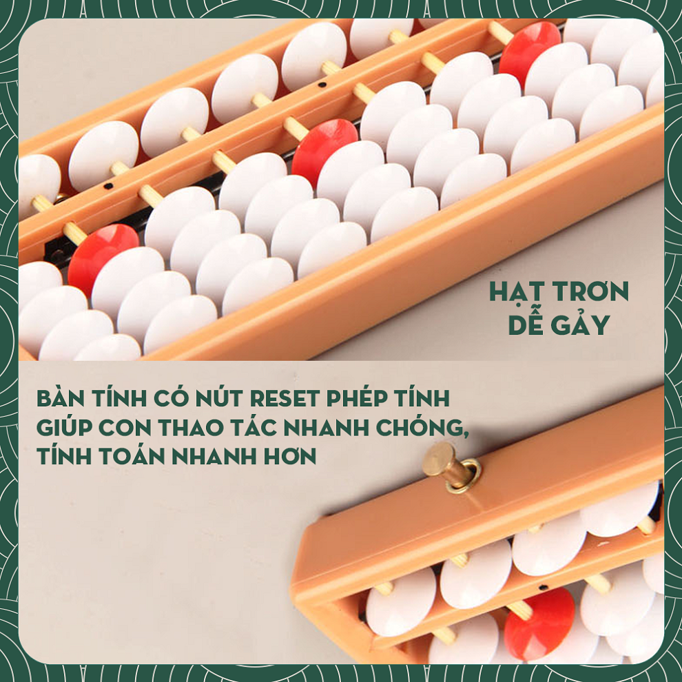 Bàn Tính Gẩy 13 Cột Có Nút Bấm, Bàn Tính Gảy Soroban, Bàn Tính Gẩy Nhựa Giá Rẻ Màu Nâu Kèm Cách Sử Dụng Hỗ Trợ Trẻ Em Học Toán và Môn Khoa Học - Hàng Chính Hãng