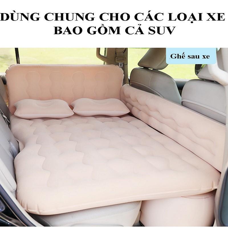 Nệm giường hơi cho xe ô tô, xe hơi 5, 7 chỗ cao cấp, tiện dụng có thành chắn an toàn cho trẻ nhỏ kèm theo bơm điện 12V