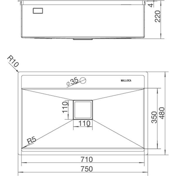 Chậu rửa chén Inox Malloca MS 6302T