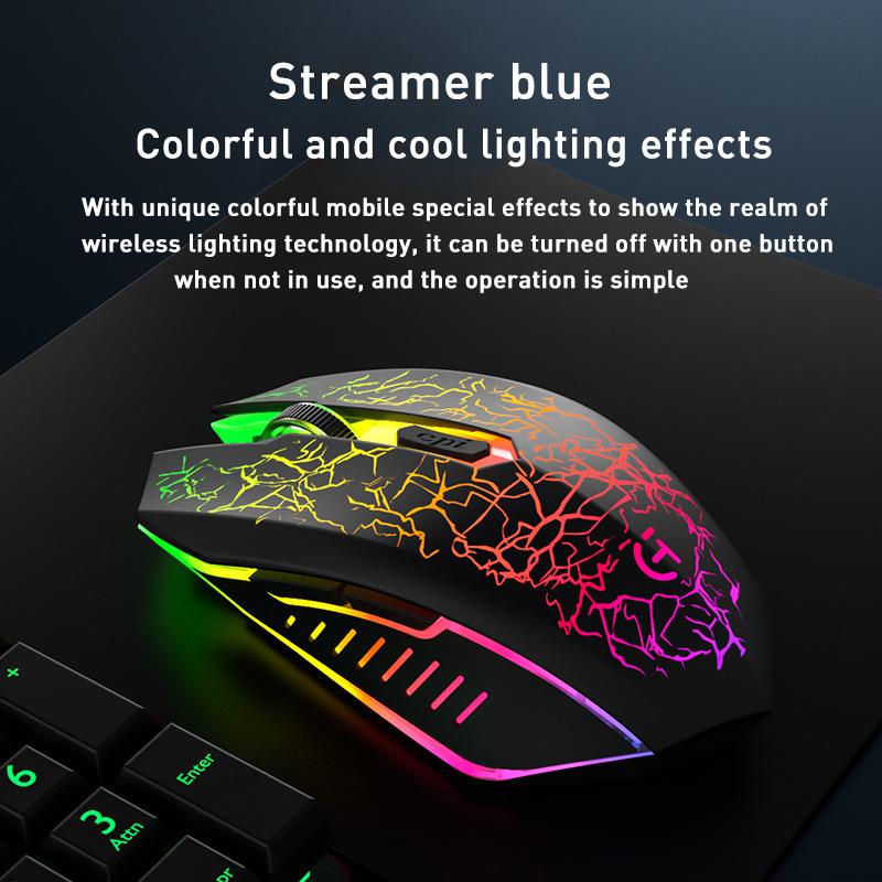 Chuột Game Không Dây 2.4G LED Hô Hấp Đèn Nền Chuột Sạc 6 Nút Chuột Không Dây Chuột Cho Máy Tính Laptop Chuột Văn Phòng