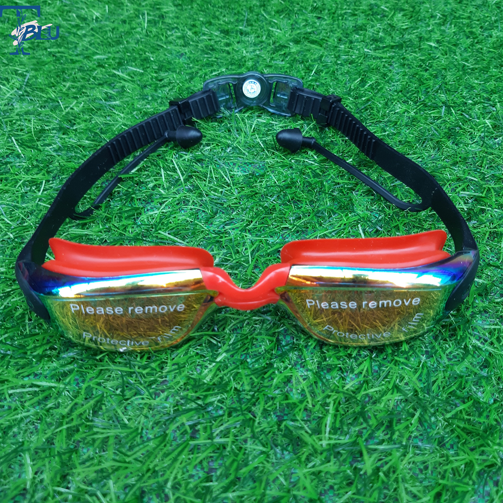 Kính Bơi Tráng Gương Liền Nút Tai TBLU Chống Tia UV, Hấp Hơi Nước