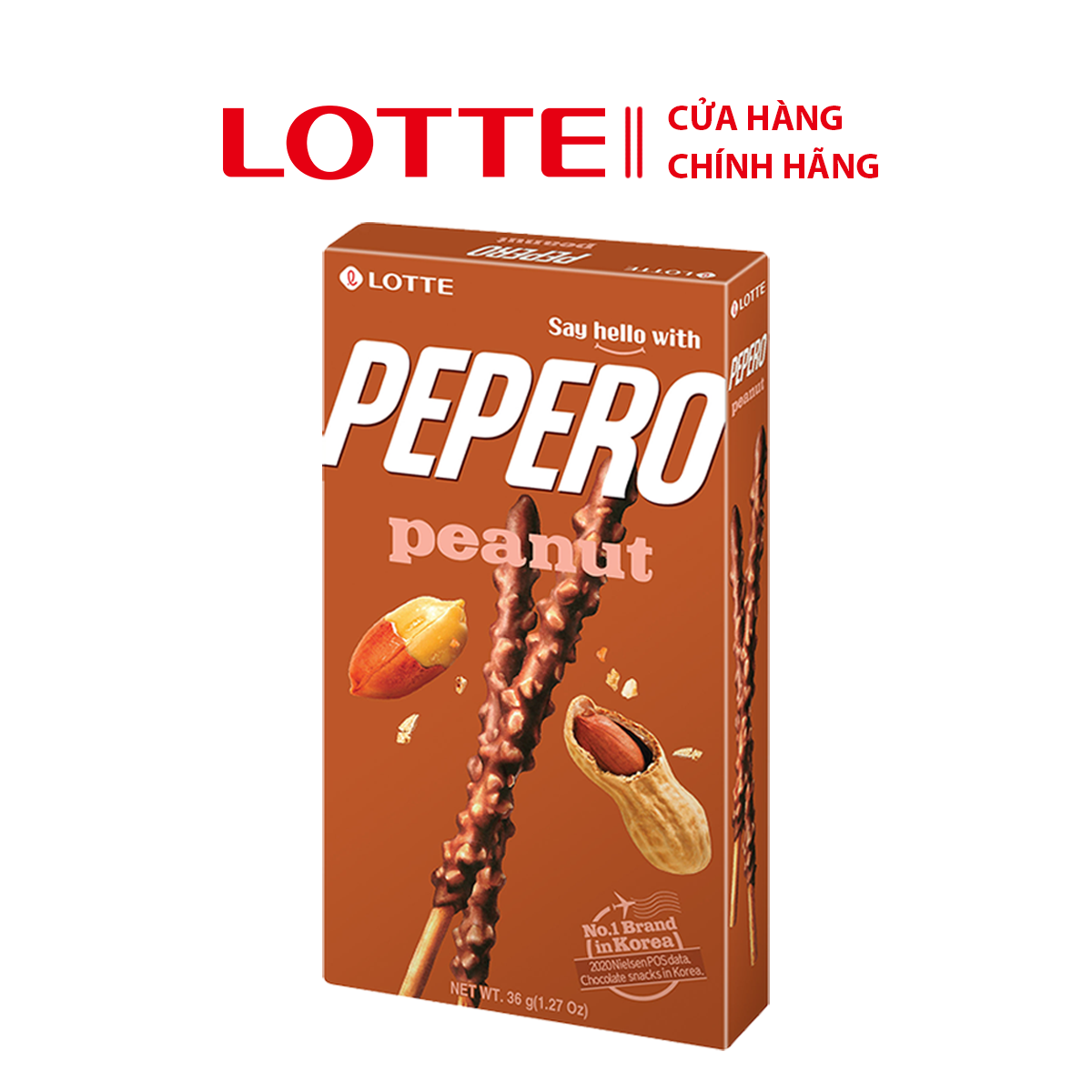 [SỈ/LẺ] Bánh que Lotte Pepero vị Sô cô la đậu phộng Peanut