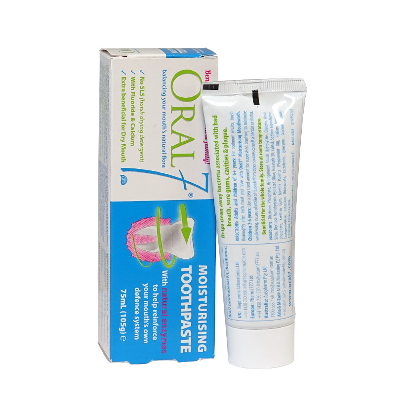 Kem đánh răng GIỮ ẨM MIỆNG ORAL7 Moisturising Toothpaste 75ml - Dành cho cho bệnh nhân hôi miệng do khô miệng, người dùng răng giả, người thở bằng miệng khi ngủ