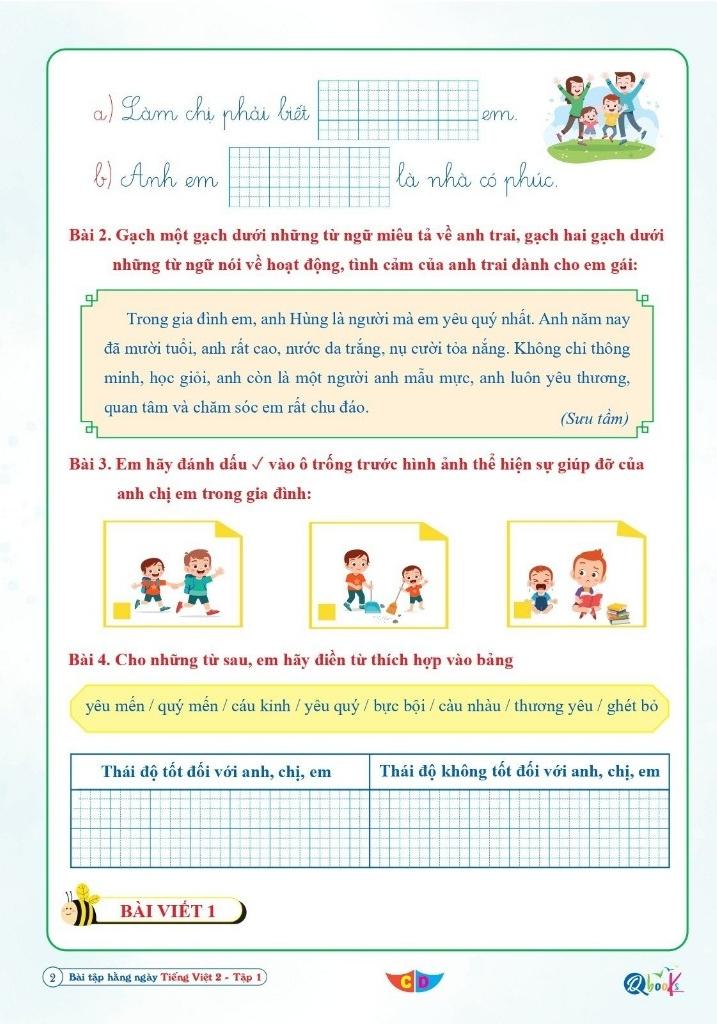 Bài Tập Hằng Ngày Tiếng Việt Lớp 2 - Tập 1 (Cánh Diều)
