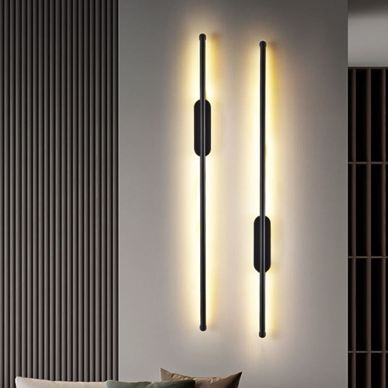 Đèn treo tường tuyến tính hiện đại Aluminum Wall Mounted Background Linear Sconce Lamp 100cm (ánh sáng vàng)