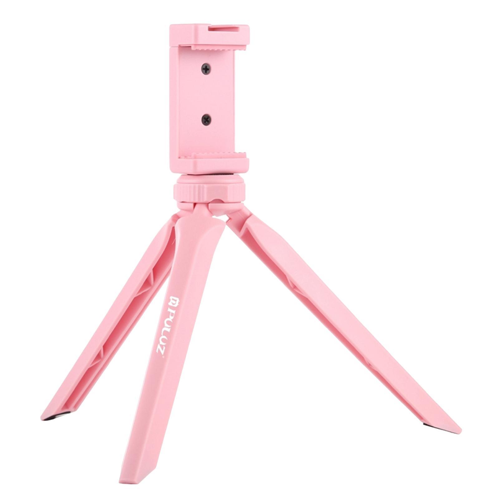 Mini Tripod Camera Mount Stand Mobile Phone Clamp Holder 1/4'' Pink