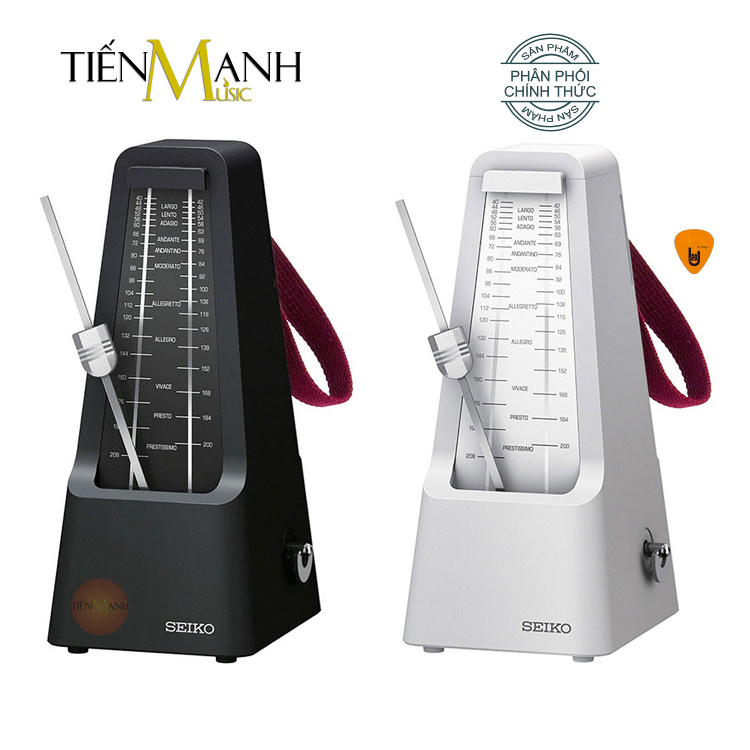 Máy Đập Nhịp Cơ Seiko SPM400 - Metronome Dùng cho Học Nhạc Cụ, Piano, Organ, Guitar, Violin, Sáo, Kèn SPM 400 Đếm, Gõ, Đánh Nhịp Hàng Chính Hãng - Kèm Móng Gẩy DreamMaker