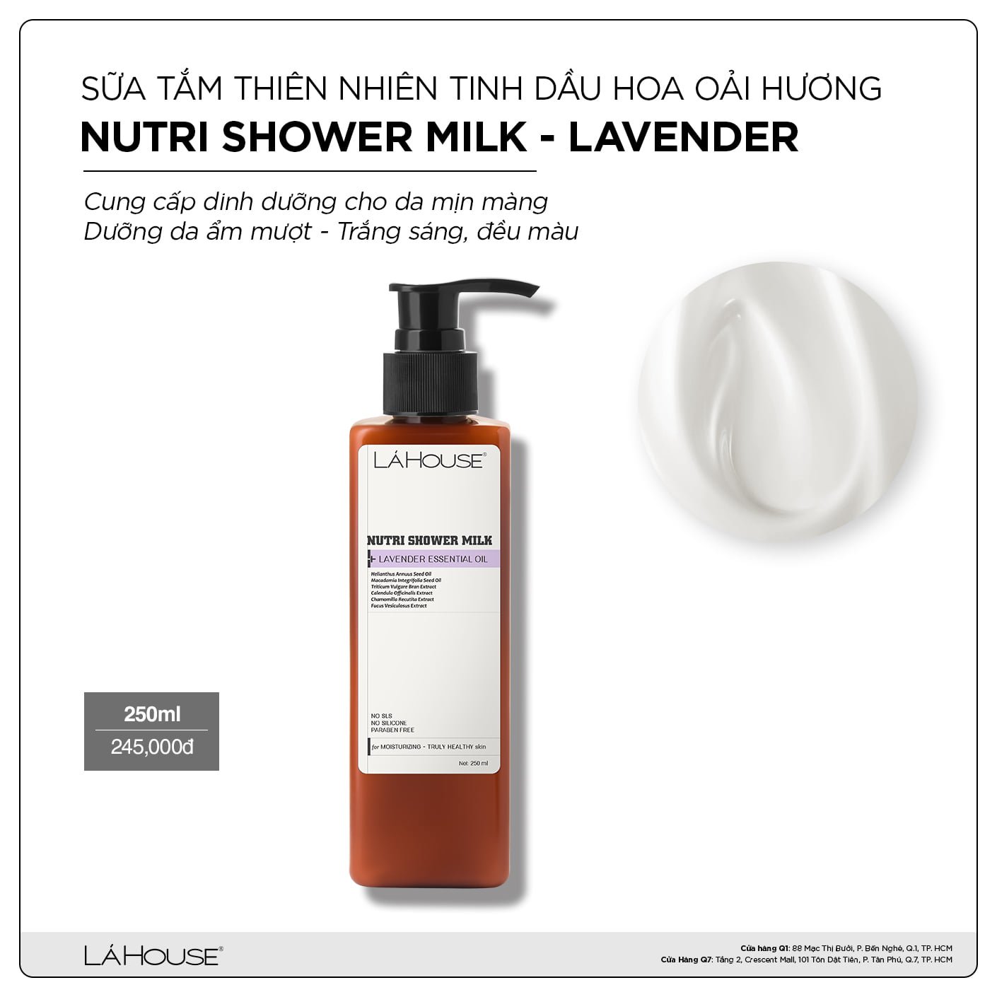 Sữa tắm làm dịu,làm sạch da Lá House Nutri Shower Milk 250ml Lavender/ Peppermint