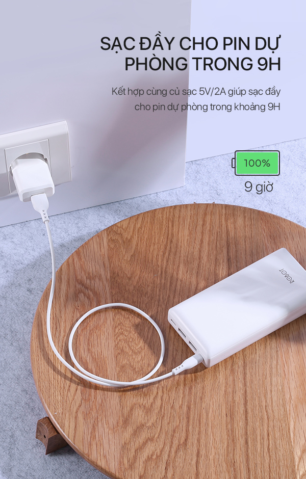 Pin Sạc Dự Phòng ROBOT RT20 20000mAh 2 cổng Input & 2 Output - Hàng Chính Hãng