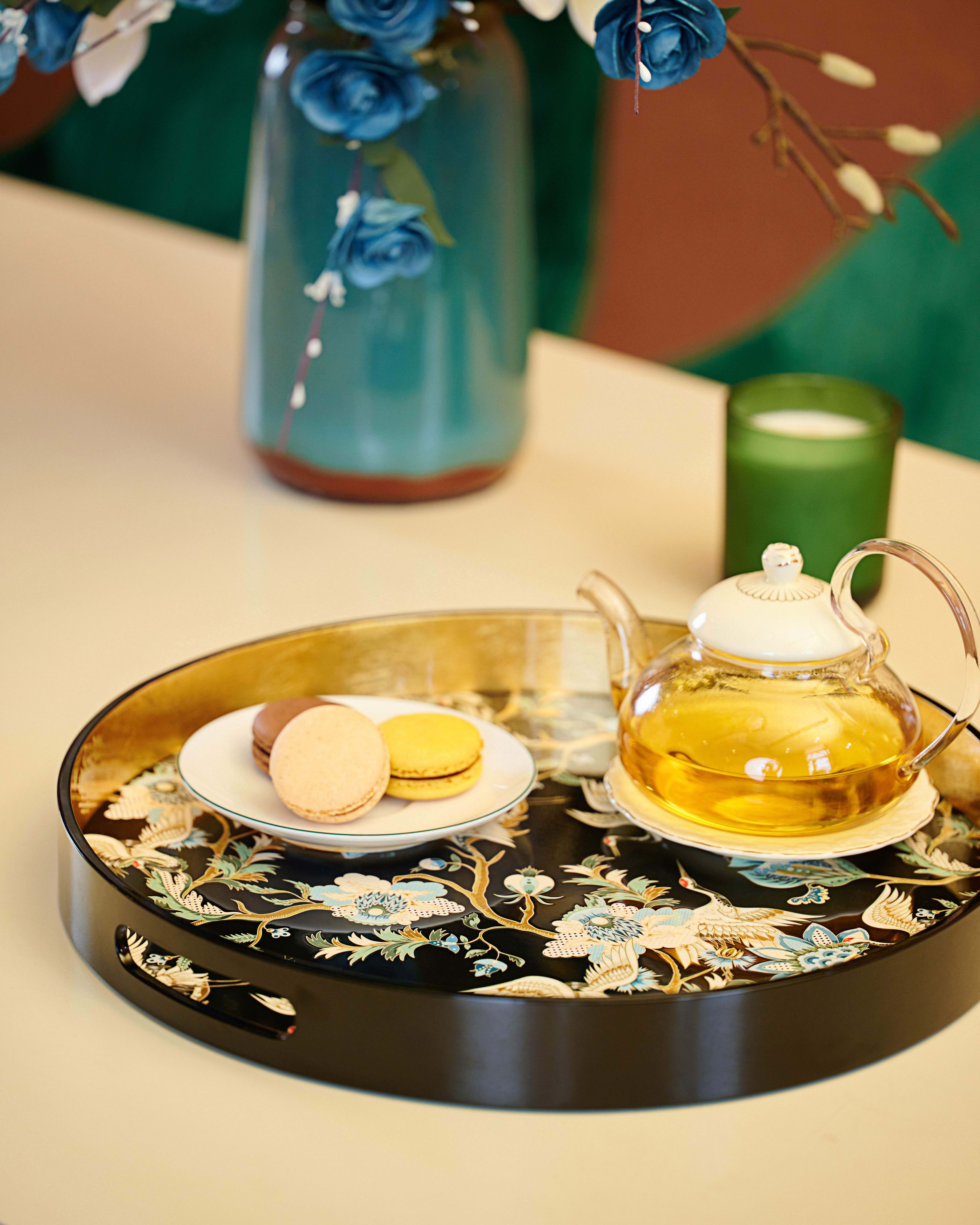 KHAY SƠN MÀI - Họa tiết chim hạc D40cm