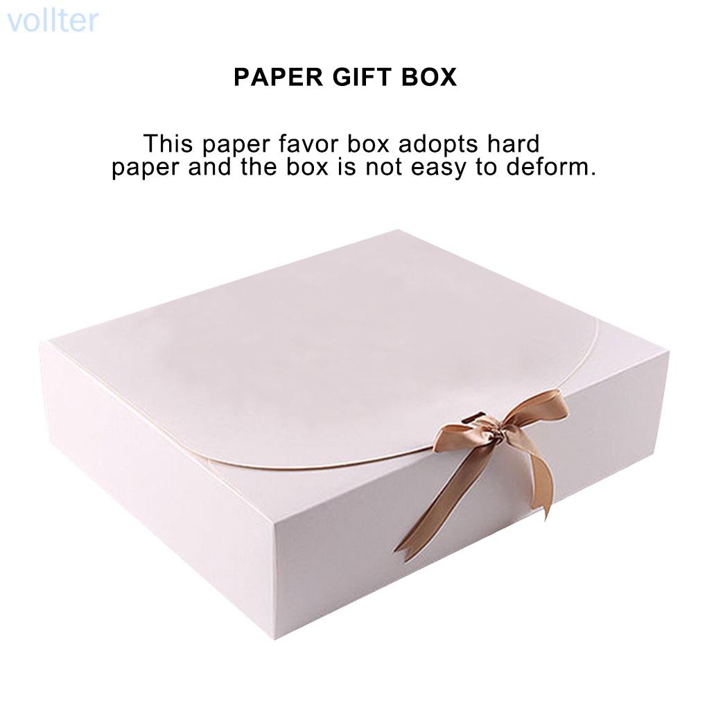 VOLL 5pcs Gift Boxes Birthday Paper Favor Cases Party Anniversary Gift Packing Boxes with Ribbon, White, Small