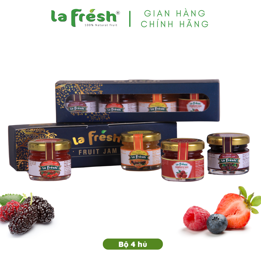 Bộ mứt tứ quý La Fresh (Mứt dâu tây, dâu tằm, phúc bồn tử, chanh dây)