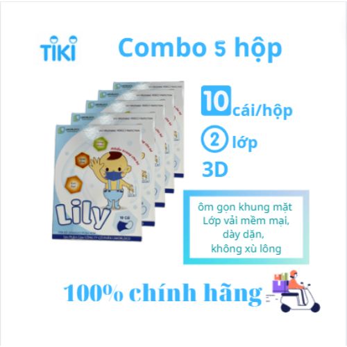 COMBO 5 HỘP KHẨU TRANG Y TẾ LILY CHO EM BÉ