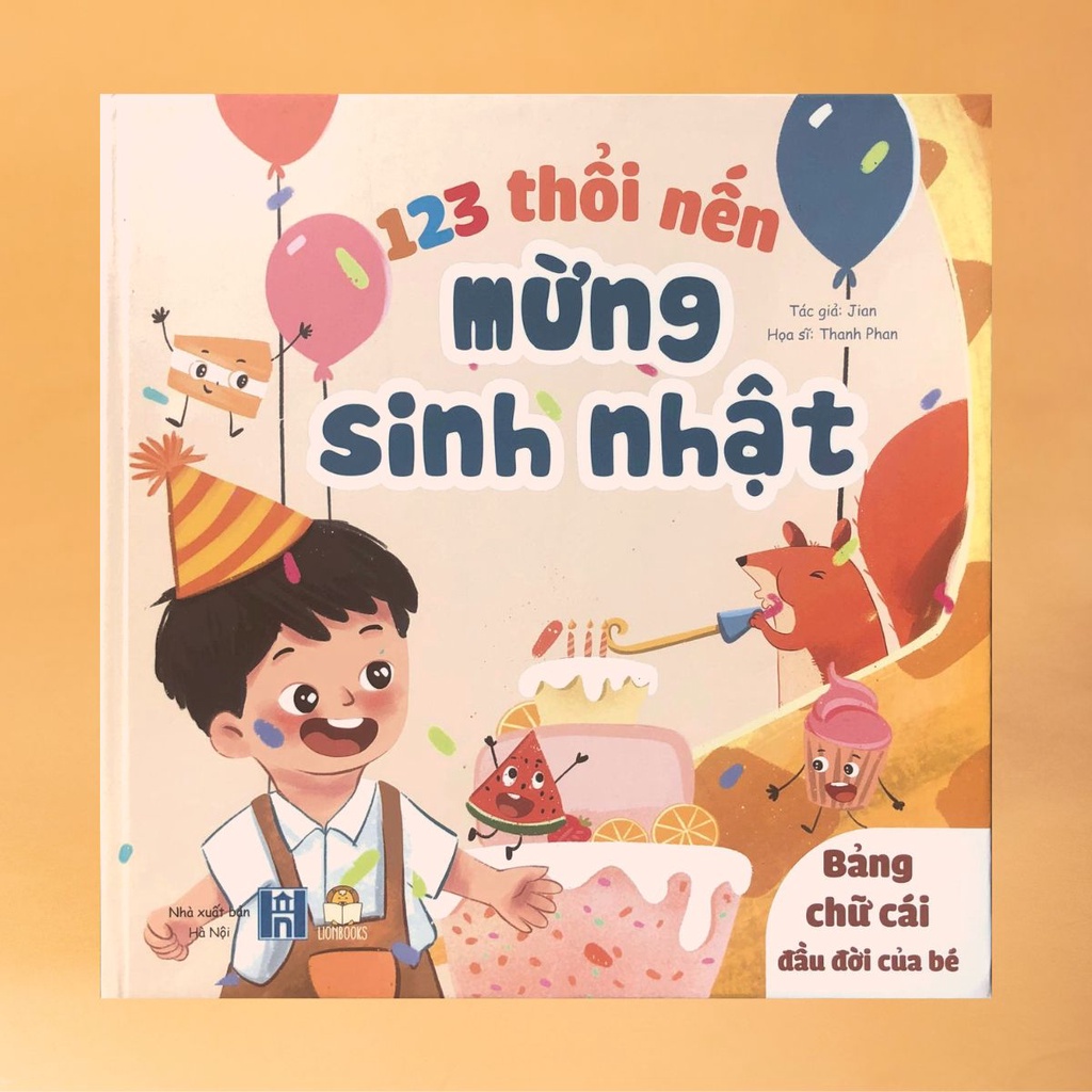 Cuốn 123 thổi nến mừng sinh nhật - Sách Bảng Chữ Cái Tiếng Việt In Tên Bé, Tặng bảng chữ cái