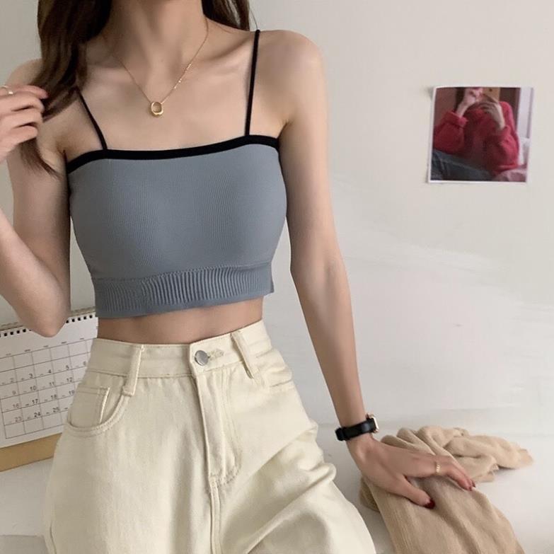 Áo Bra Cotton 2 Dây Co Giãn Viền Đen 388T