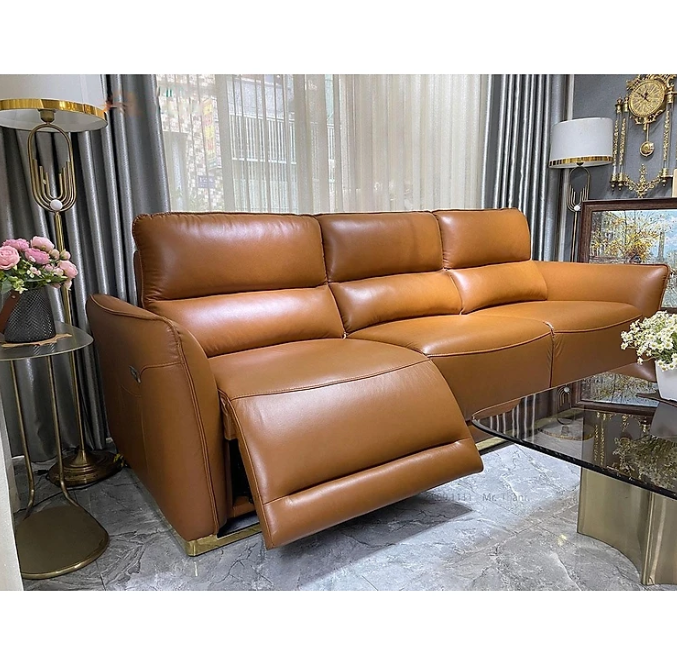 Sofa chỉnh điện 100% da bò Italy Tundo màu nâu SFBDCT02 2m7 hàng cao cấp chuẩn da bò nhập khẩu Ý