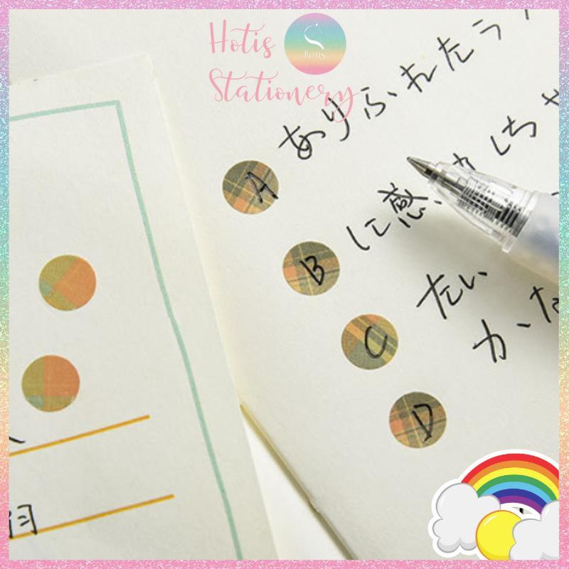 Cuộn sticker chấm tròn kẻ sọc phối màu, cuộn dài 3m trang trí sổ, bullet journal