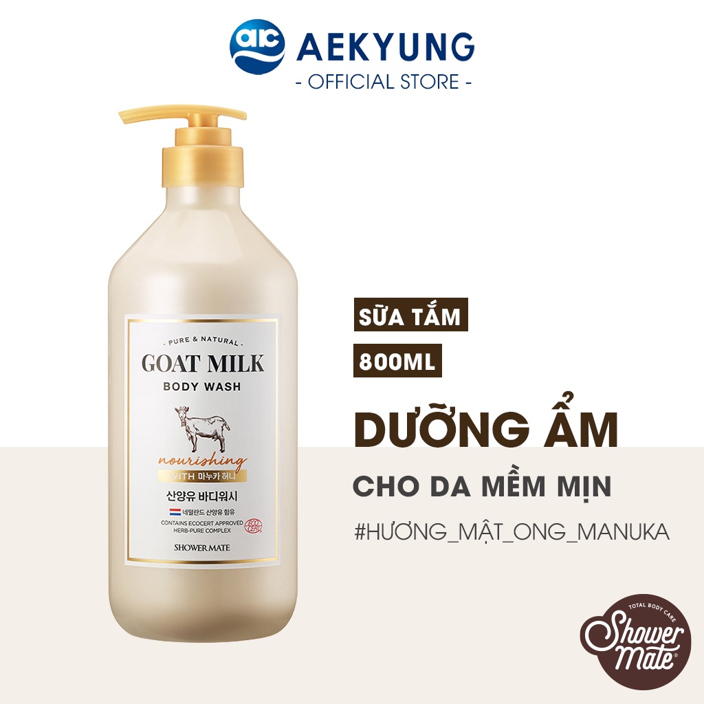 Sữa tắm sữa dê dưỡng trắng, dưỡng ẩm sâu Shower Mate Goat Milk 800ML