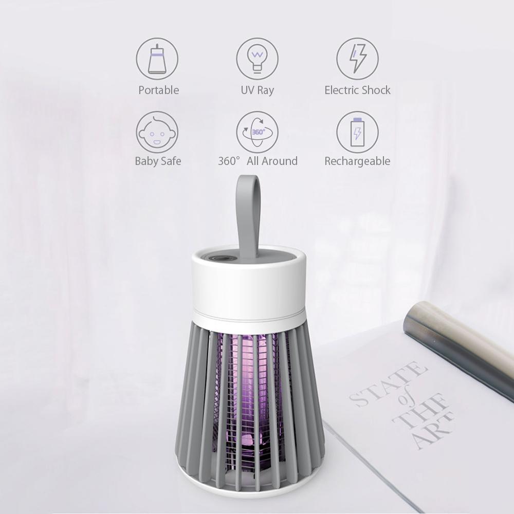 Đèn Bắt Muỗi Điện Di Động Với Tia Uv & Sốc Điện Tích Hợp Pin Yên Tĩnh Bug Zapper
