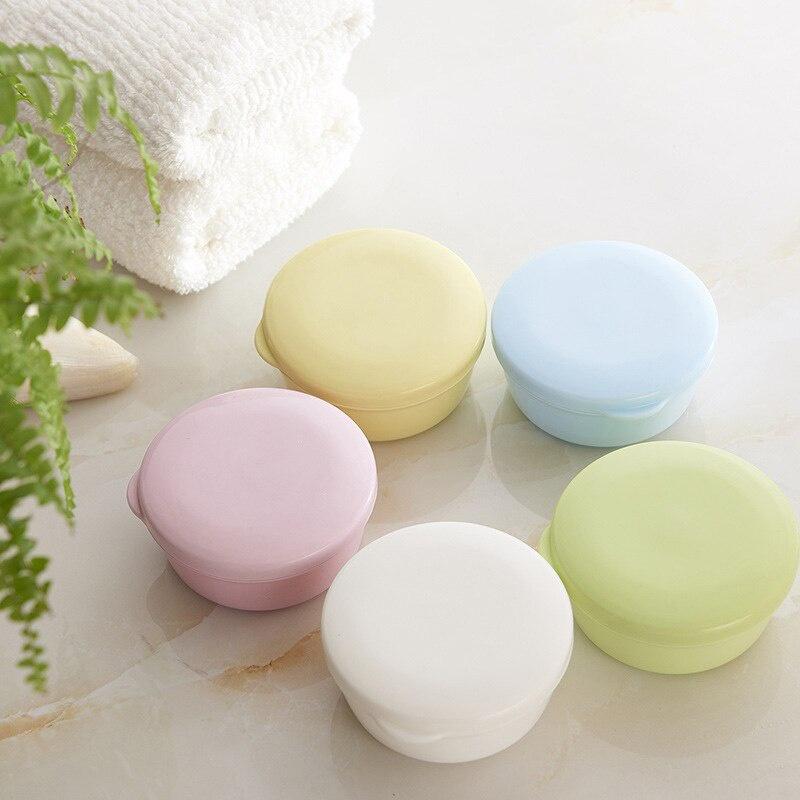 Soap Box Creative Travel Sealed Soap Holder Portable Round Handmade Soap Rack Double Layer Plastic Bathroom Soap Box