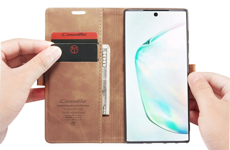Bao da bò thật dạng ví chính hãng Caseme dành cho Samsung Note 10 Lite - Hàng chính hãng