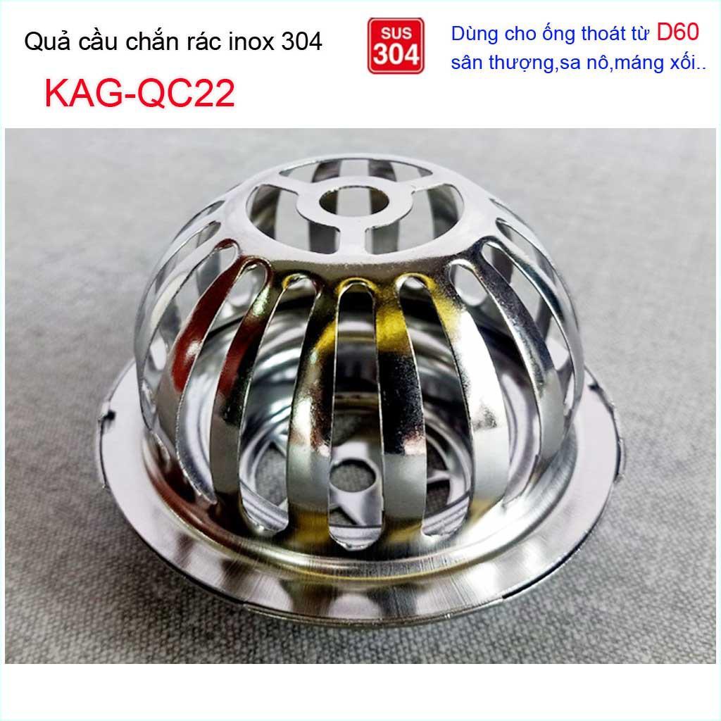 Cầu chắn rác sân thượng D60 KAG-QC22 inox SUS304, cầu chặn rác đặt miệng ống D60, cầu thoát nước mưa thoát nhanh