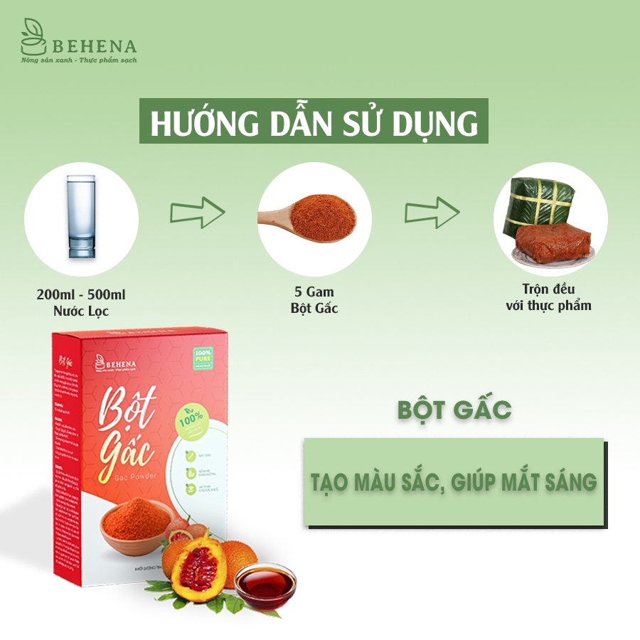 Bột Gấc nguyên chất BEHENA không chất bảo quản - an toàn - tạo màu sản phẩm - nguyên liệu làm bánh hộp 50g