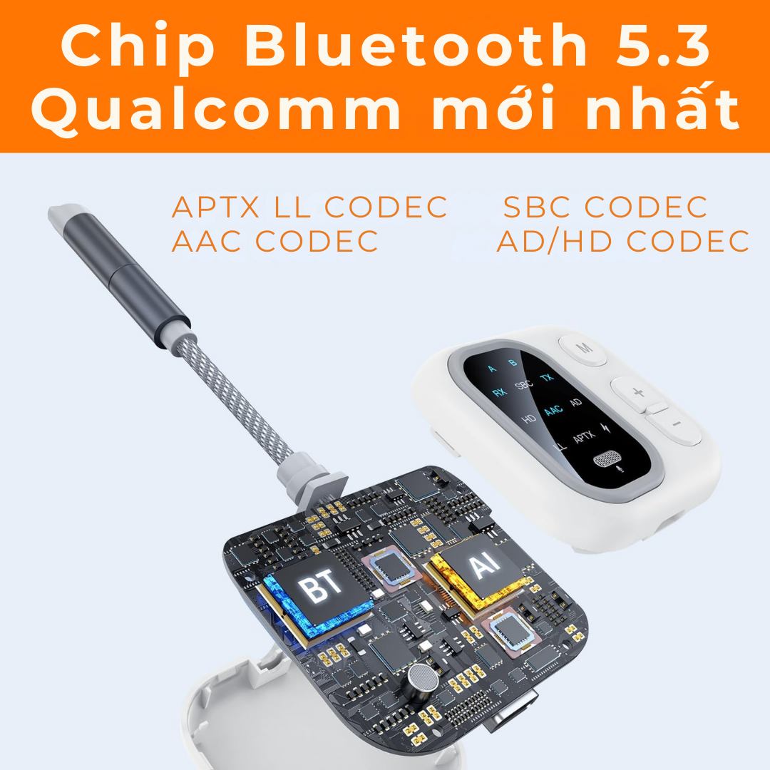 Bộ Thu Và Phát Âm Thanh Bluetooth aptX HiFi AUX 3,5mm Cho TV, PC, Xe Hơi, loa Bluetooth Và Tai Nghe J5S - Hàng Nhập Khẩu