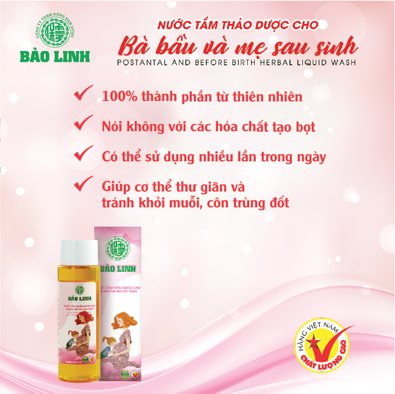 Nước Tắm Tinh Dầu Thảo Dược Bảo Linh Cho Bà Bầu, Mẹ Sau Sinh dung tích 70ml siêu tiết kiệm