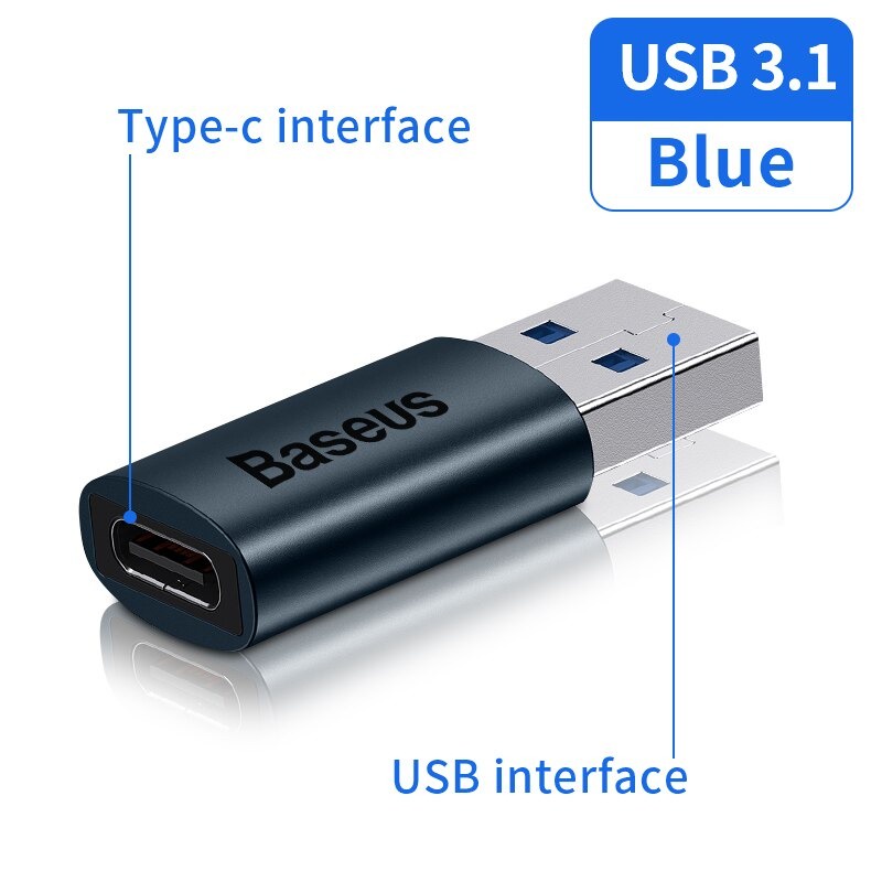 Đầu Chuyển Đổi OTG USB 3.1 Baseus Từ Type-C Ra USB/ USB Ra Type-C Cho Macbook Xiaomi Samsung 10Gbps - Hàng Chính Hãng