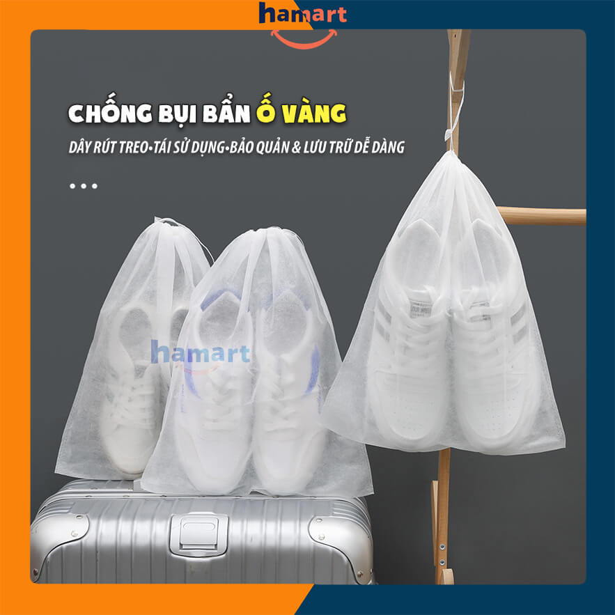 COMBO 5 Túi Đựng Giày Đa Năng Vải Không Dệt Có Dây Rút Du Lịch Bảo Quản Giày Dép Chống Bụi Bẩn Ố Vàng