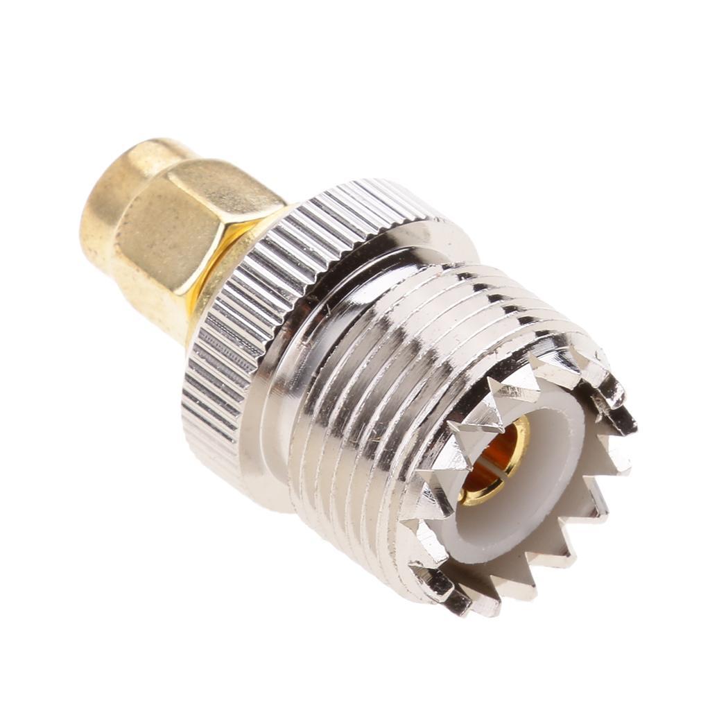 2X UHF SO-239 SO239 Female to SMA Gold Male Connector Coaxial Connector Adapter