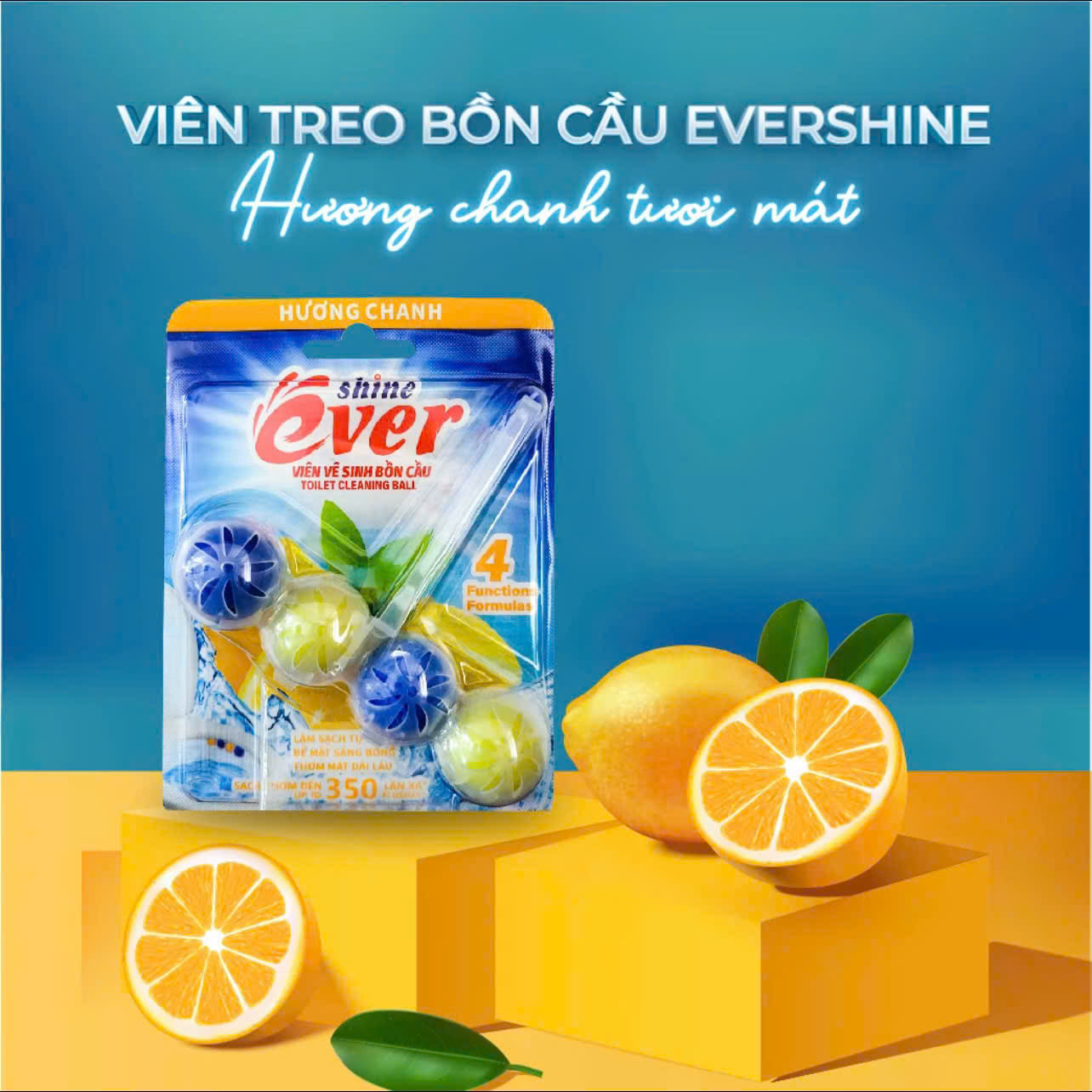 Combo 4 vỉ treo bồn cầu Evershine hương Chanh - TẶNG 1 vỉ treo hương Lavender