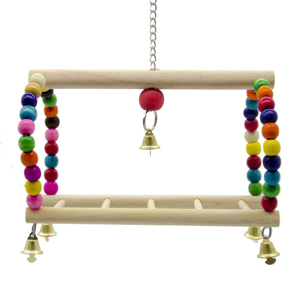 Parrots Cage Hanging Swing Toys Ladder Stand Perch For Small to Large Birds