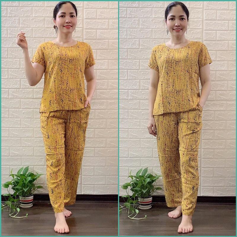 Bộ Lanh Nhung quần Dài Ống Côn - Bộ Lanh Nhung Chất Lượng Mặc Nhà Cho Mẹ Cho Bà