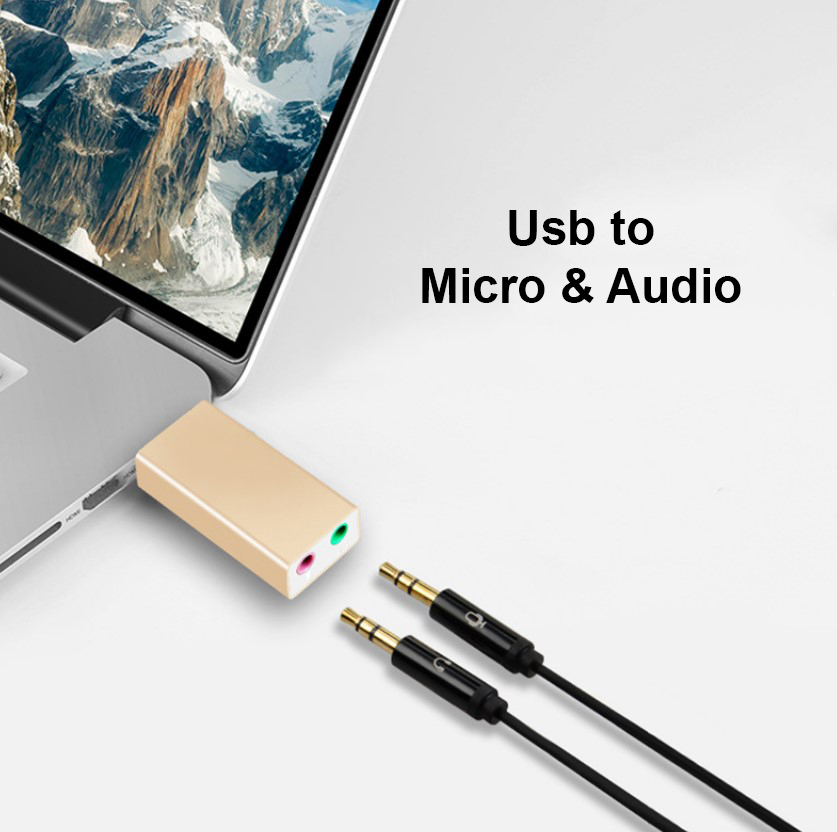 Đầu chuyển tai nghe headphone 2 jack ra cổng usb/ type c cho laptop, điện thoại, máy tính bảng