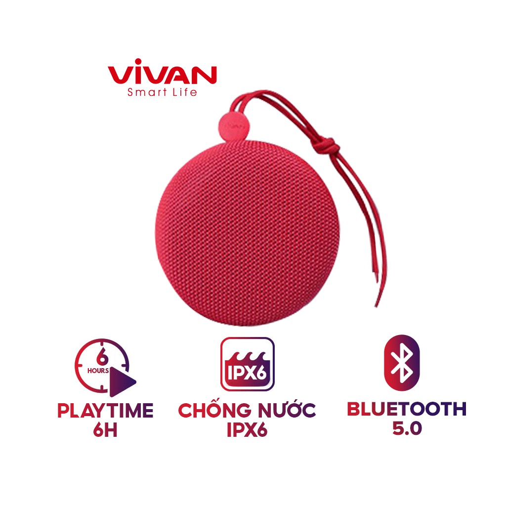 Loa TWS Bluetooth Mini VIVAN VS2 Màu Sắc Hiện Đại Âm Thanh Sống Động Pin 1200mAh Chống Nước Hỗ Trợ Thẻ Nhớ SD - Hàng Chính Hãng