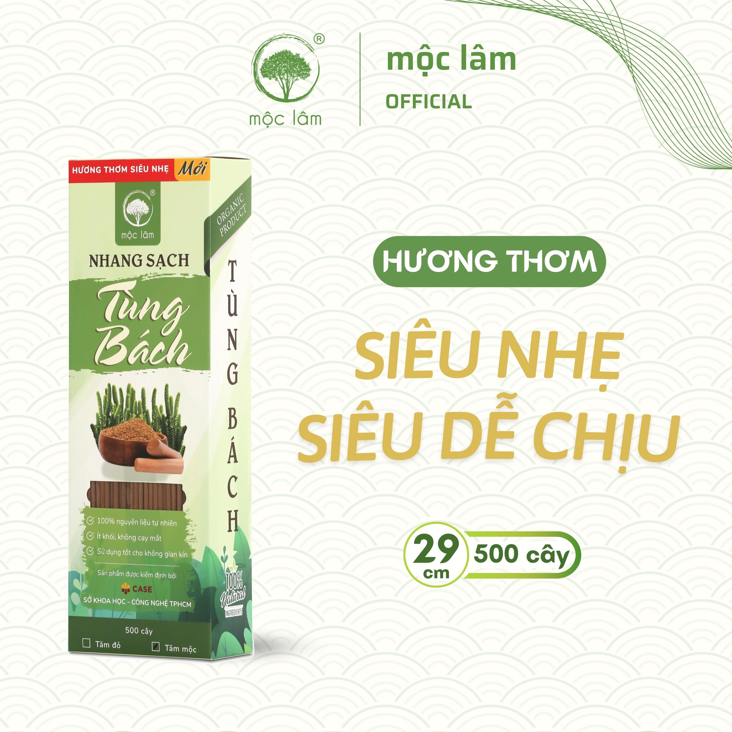 [HỘP 500 cây] Nhang Sạch Tùng Bách MỘC LÂM 29cm - Ít Khói - Hương thơm SIÊU NHẸ - Nhang tự nhiên