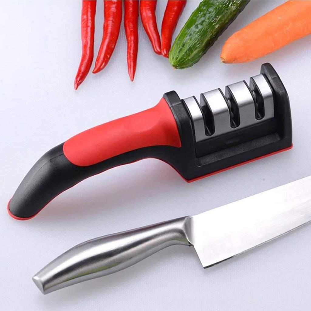 Dụng Cụ Mài Dao Bằng Thép Không Gỉ 3 Trong 1 Có Tay Cầm Tiện Lợi