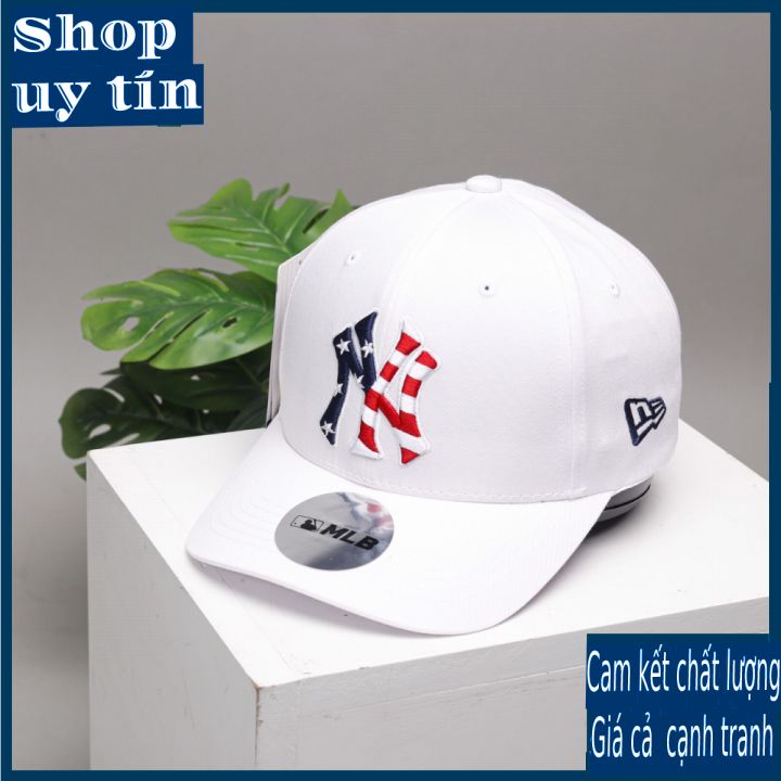[ Miễn ship / giảm giá ] MŨ NÓN LƯỠI TRAI NAM NỮ NY THÊU CỜ  CAO CẤP - màu trắng