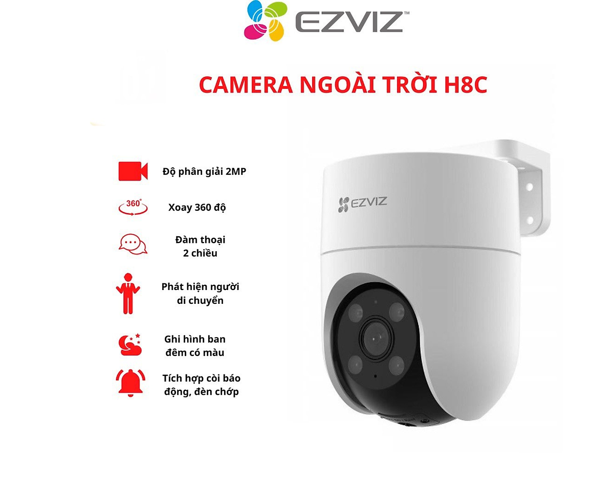 CAMERA EZVIZ H8C QUAY XOAY, TỰ ĐỘNG THEO DÕI CHUYỂN ĐỘNG THÔNG MINH - HÀNG CHÍNH HÃNG