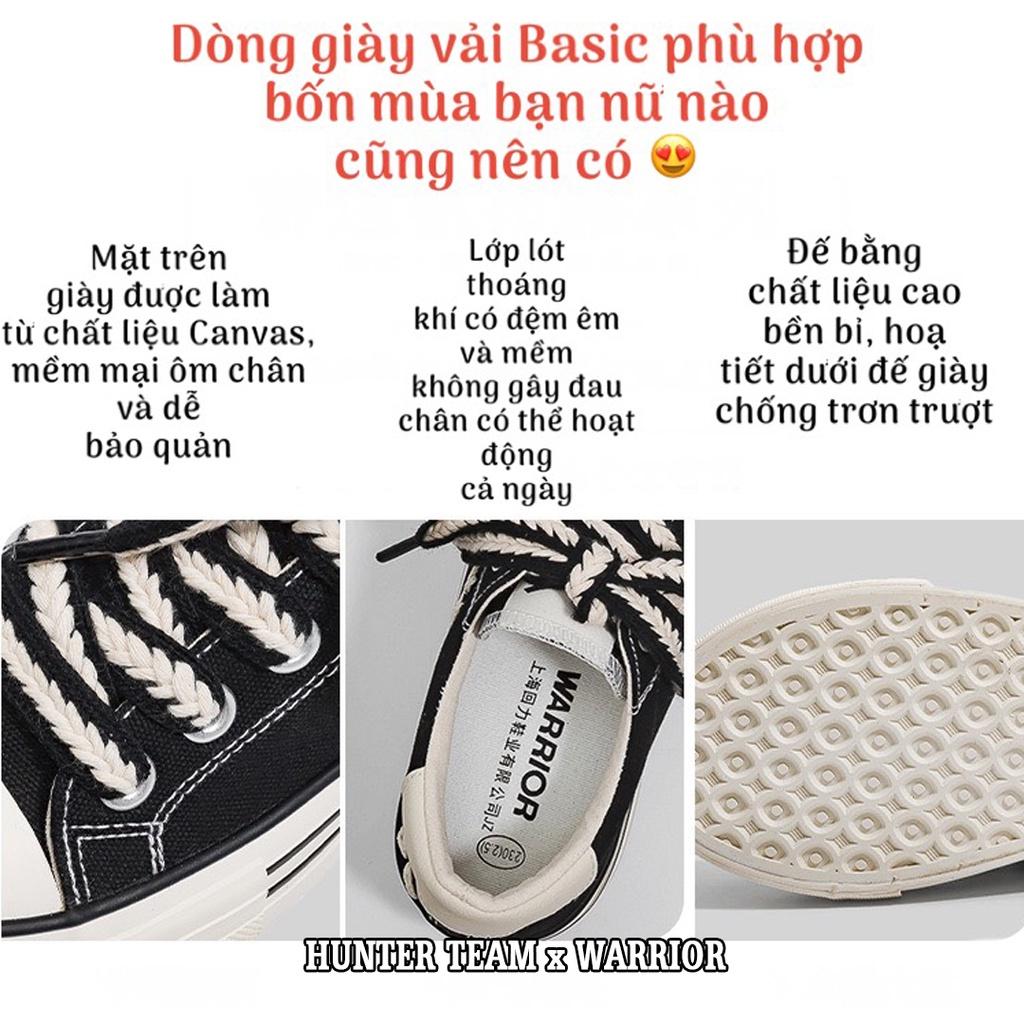 Giày Vải Basic Warrior Nữ Cổ Thấp Phong Cách Hàn Quốc 2022 - W002DEN (Đen)