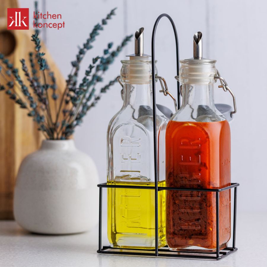 Kilner - Bộ bình thủy tinh đựng dầu - 0.3L/ 0.6L - 3 món