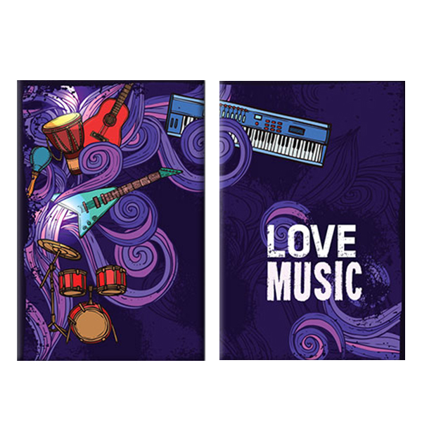 Bộ 2 Tranh Trang Trí "I Love Music" Mẫu 2 W166