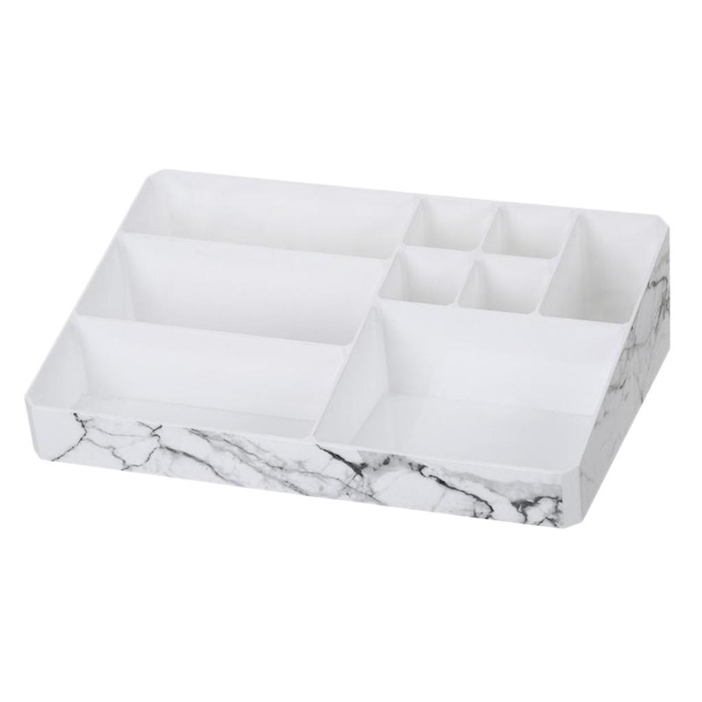 White Plastic Desktop Cosmetic Storage Box Makeup Organizer Tray Home Decor