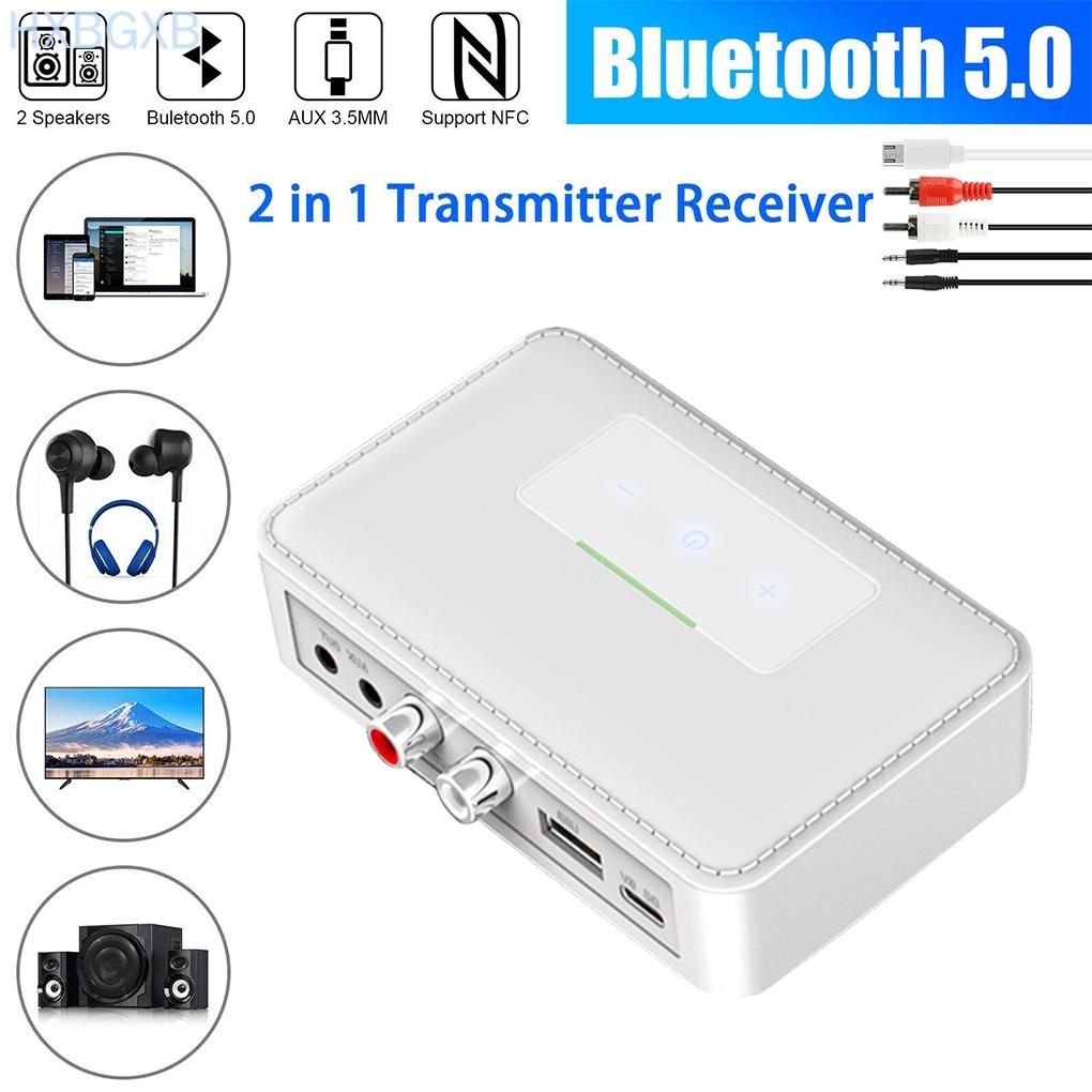 Bluetooth 5.0 Audio Adapter Wireless Transmitter Receiver NFC Enabled Audio Transmitter Receiver, White