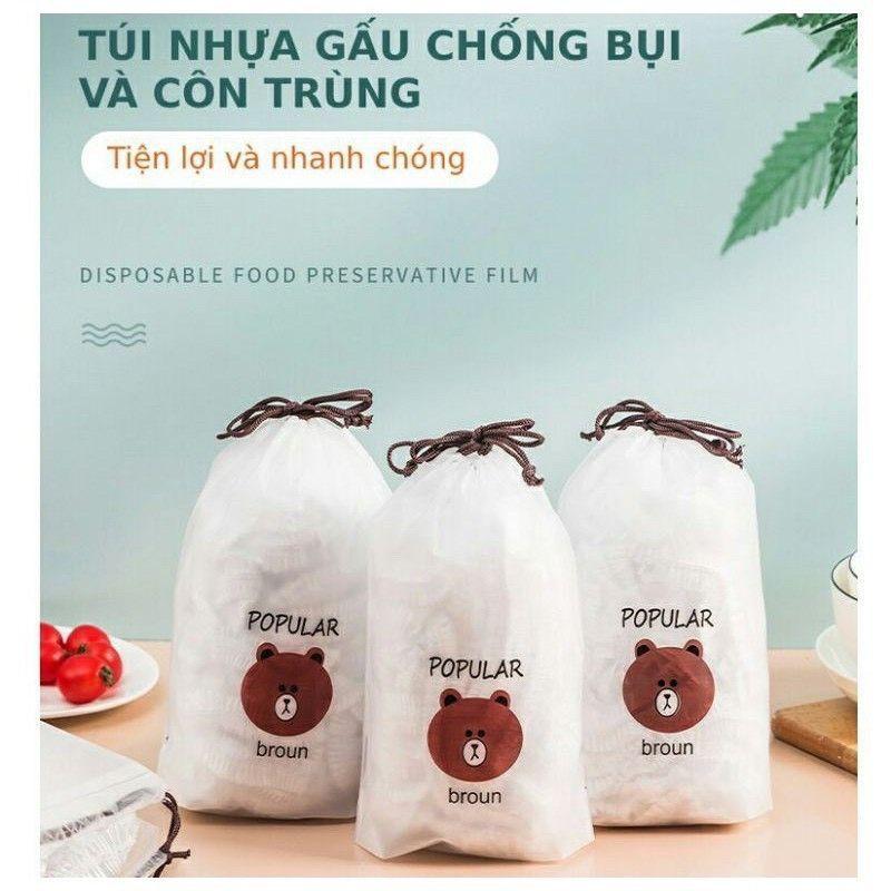 combo 50 mang bọc thực phẩm co giãn gấu