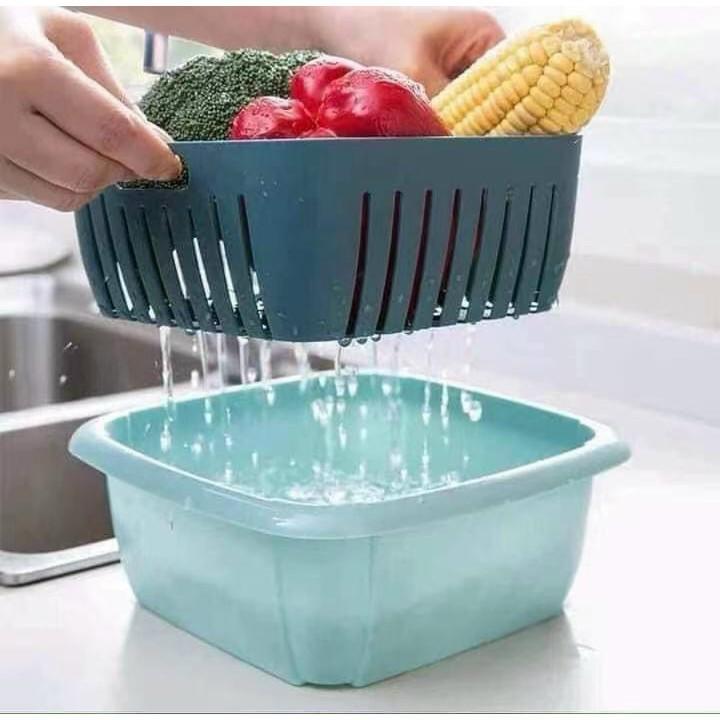 Hộp đựng thực phẩm, rổ bộ đôi có nắp đậy đa năng