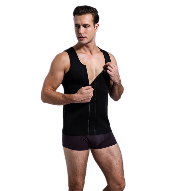 Double zipper men's body sculpting vest, waist tummy tuck, sportswear